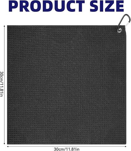 Mozeat Lens Golf Towel with Clip Black Absorbent Microfiber Waffle Pattern Golf Towel for Golf Bags for Men Women in Saudi Arabia