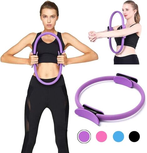 Pilates Ring, 15 inch Pilates Magic Fitness Circle Yoga Circle with Soft Dual Grip Handles, Home Workout Exercise Equipment for Weight Loss, Toning and Sculpting Thigh, Abs, Legs, Arms, Hip in Kuwait