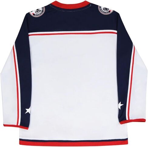 جيرسي هوكي مرخص من Fanatics Youth Columbus Blue Jackets Away مقاس S/M للأعمار من 8 إلى 12 عامًا، صغير ومتوسط، أبيض in Kuwait