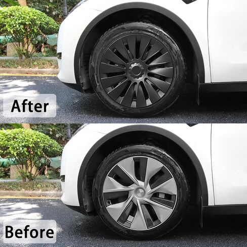 Limsas Tesla Model Y Wheel Cover Hubcap 19 Inch,Tesla Model Y Accessories, Matte Black Wheel Cover HubCaps Compatible with Tesla Model Y 2021-2023,Hubcaps with Four Logos,Set of 4 in Saudi Arabia