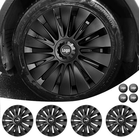 Limsas Tesla Model Y Wheel Cover Hubcap 19 Inch,Tesla Model Y Accessories, Matte Black Wheel Cover HubCaps Compatible with Tesla Model Y 2021-2023,Hubcaps with Four Logos,Set of 4 in Saudi Arabia