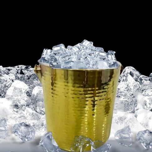 دلو ثلج ذهبي من الفولاذ المقاوم للصدأ سعة 2 لتر - دلو ثلج أنيق لتبريد المشروبات في الحفلات والمناسبات in Saudi Arabia