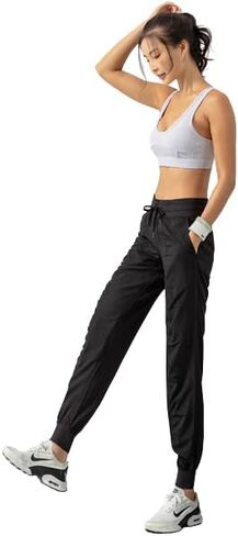 Simply B Fabric Drawstring Running Sport Joggers Women Quick Dry Athletic Gym Fitness Sweatpants with Two Side Pockets in Saudi Arabia