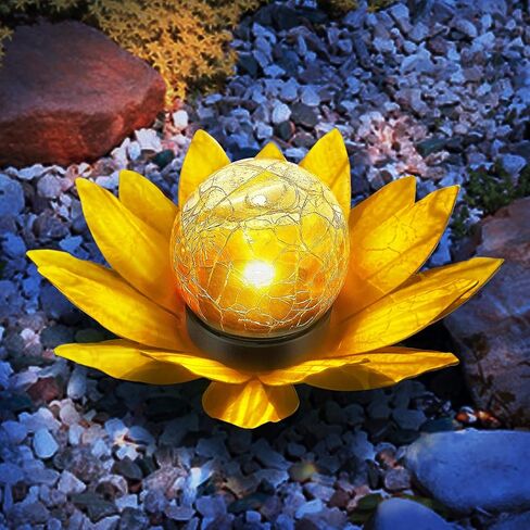 SUNFACE 2 Pack Solar Lights Outdoor Garden Glass Christmas Flower Lamp Waterproof LED Metal Flower Lights Outdoor Garden Table Decor for Outside Balcony, Patio, Deck, Porch, Walkway in Saudi Arabia