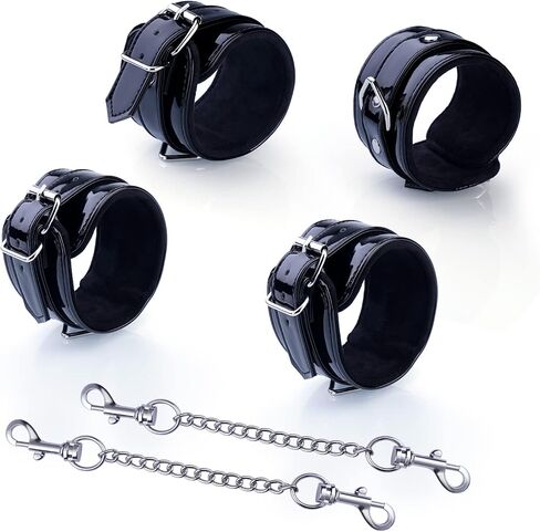 Black Wrist Cuffs Ankle Cuffs Leather Gentle Faux Fur in Saudi Arabia