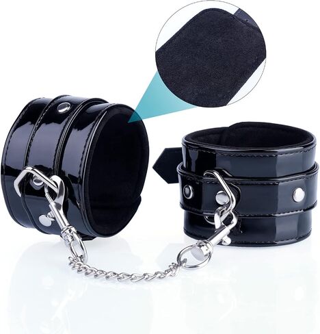 Black Wrist Cuffs Ankle Cuffs Leather Gentle Faux Fur in Saudi Arabia