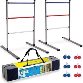 مجموعة ألعاب Triumph Premium Ladder Toss الخارجية مع 6 كرات بولا ناعمة، وحقيبة حمل للسفر وأجهزة تتبع النتائج - اختر بين السلسلة الكلاسيكية وكل السلسلة الاحترافية