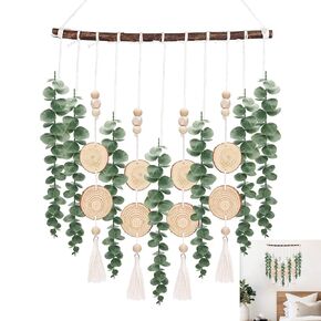 Artificial Eucalyptus Wall Hanging Decor-19 Inch, Farmhouse Rustic Boho Wall Decor for Bedroom Kitchen Bathroom and Living Room Decoration