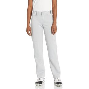 Mizuno Adult Women's Full Length Fastpitch Softball Pants With Hemmed Open Bottom, Grey, Small