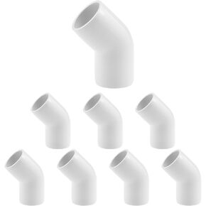 SDTC Tech 8-Pack 1" 45 Degree Elbow PVC Fitting Furniture Grade Pipe Connector for DIY PVC Shelf Garden Support Structure Storage Frame