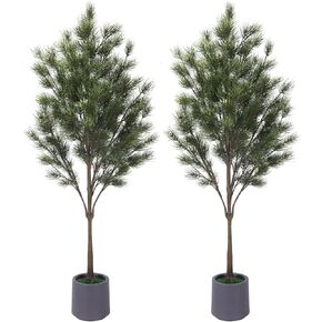 Artificial Topiary Tree 4.9 Feet（59“） - Beautiful Realistic Faux Cedar Pines, UV Protection for Longer Life, 7" Wide Heavy Duty Pots for Outdoor & Indoor Decor