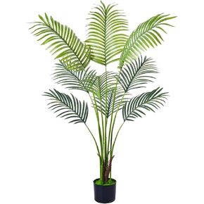 Artificial Palm Tree Plant, Green Leaves in Pot, 6 FT Tall,Faux Tropical Palm Tree for Home Office Indoor Outdoor Modern Decoration