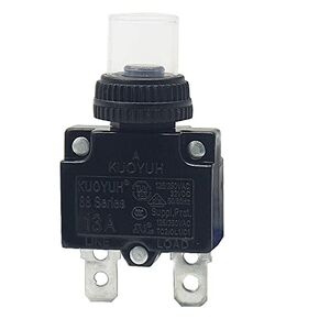 13 Amp 88 Series Quick Connect Terminals Push-to-Reset Thermal Circuit Breaker with Transparent Waterproof Button Dust Cover (1-Pack)