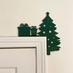 2024 Christmas Door Topper Holiday Home Decor Funny Snowman Santa Claus Top Door Frame Corner Sign Decorations, Windows Walls DIY Craft for Christmas Party Ornament (Cat)