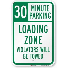 30 Minute Parking Loading Zone Violators Towed Safety 8x12 Tin Metal Signs Road Street Sign Outdoor Decor Caution Signs