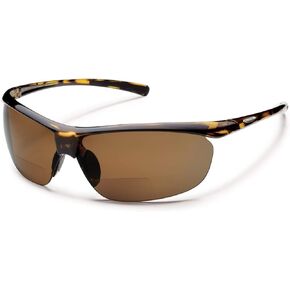 Suncloud Zephyr +2.00 Polarized Bi-Focal Sunglasses | Unisex | UV Protection | Scratch Resistant | Microfiber Storage Bag | Reader | Amber Tortoise/Brown