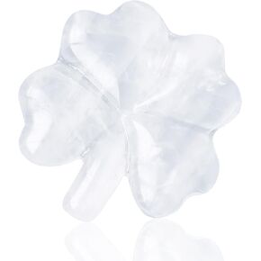 Runyangshi Four Leaf Clover Crystal Decoration Natural Clear Quartz Crystal Healing Stone Hand Carved Clover Sculpture Lucky Gemstone Symbolizing Love Health Glory Wealth Aura Home Decoration Gift