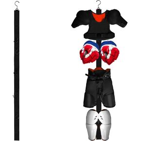 BOXOB Hockey Drying Rack, Portable Hockey Equipment Drying Stand Gear Organizer Sports Gear Hanger with 5pcs Adjustable Holder Hooks for Ice Hockey Skating Football Camping Fishing