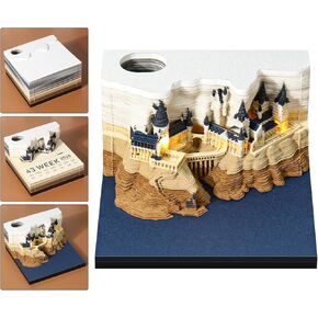 3D Art Calendar 2024, Time Piece Calendar 2024 3D Castle Weekly Calendar Tear Away Calendar Sculpture 3D DIY Decoration Gift