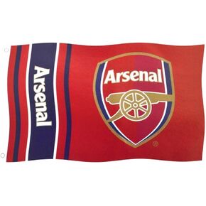 Arsenal FC Wordmark Stripes Flag (5 x 3ft) (Red)