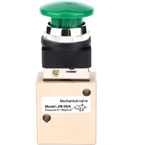 JM-06A Pneumatic Mechanical Valve PT1/4" 2 Position 3 Way Spring Push Button Air Pneumatic Mechanical Valve Aluminum Alloy Manual Control Valve,Spring