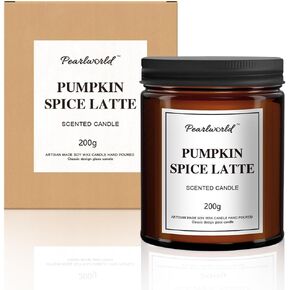 Pumpkin Spice Latte Aromatherapy Candles, Home Candles, Fall Candles, Womens Gifts, 7.05oz Amber Jar with Black Li, Stress Relief, Meditation, Yoga, Spa, Relaxing Amber Jar Candles for Women & Men