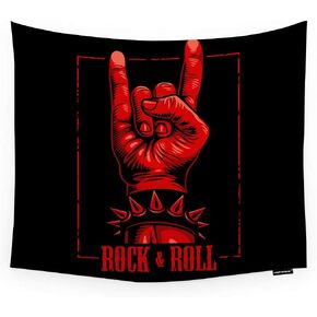 HGOD DESIGNS Rock Tapestry Wall Hanging Abstract Red Hand In Rock N Roll Sign Room Decorative Wall Tapestry For Men/Women/Girl/Boy Polyester 60"X40"
