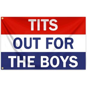 Tits Tots Out for the Boys Flag 3x5 Ft Funny Man Cave Wall for Room Teen Girls Indoor Outdoor Bedroom and College Dorm Wall Banner Tapestry Decor