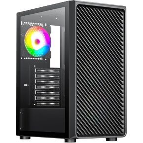 RAIDMAX V100 Gaming Case with 4 Pre-Installed Rainbow Fans, ATX Mid Tower Case, Gaming PC Black (V100TBS)