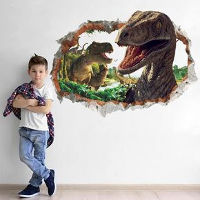 Runtoo Dinosaur Wall Decals 3D Wall Stickers for Kids Bedroom Nursery Boys Room Wall Decor