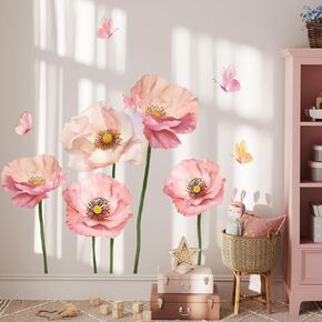 Giant Watercolor Flower Wall Stickers，Pastel Flowers Wall Decals，Vinyl Flower Wall Decals，Peel and Stick Colorful Flower Wall Decor，Bedroom Living Room Nursery、Sofa Background Wall Decoration.