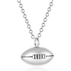 Rugby Urn Necklace for Ashes Sport Cremation Jewelry Stainless Steel American Football Memorial Urn Necklace Pendant for Women Men