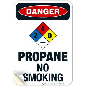 Sigo Signs Propane No Smoking Sign, OSHA Danger Sign, 10x7 Inches, 4 Mil Vinyl Decal Stickers Weather Resistant Long Lasting UV Protected, Made in USA