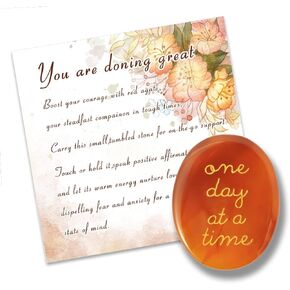 One Day at A Time Agate Healing Crystal, a Gift to Show You're Thinking of Them. These Anxiety Relief Items Serve As a Clear Reminder of Your Support and Encouragement for Best Friend for Women Men