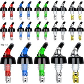 SuproBarware Automatic Measured Bottle Pourer Liquor Bottle Pourer Quick Shot Dispenser 1oz Liquor Pour Spout for Alcohol,Wine,Spirits, Home Bar Kitchen Tools 25 Pack