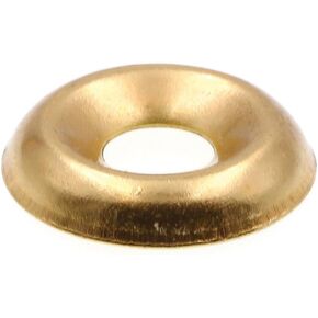 Prime-Line 9083656 Finishing Washers, Countersunk, #8, Brass Plated Steel (100 Pack)