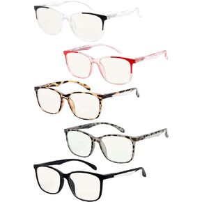 Eyekepper 5-Pack Progressive Multifocus Reading Glasses Blue Light Blocking for Women No Line Multifocal Readers 1.0X