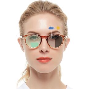 OCCI CHIARI Photochromic Bifocal Reading Glasses Women,Transition Round UV Protection Sunglasses Readers 1.0 1.5 2.0 2.5 3.0 3.5 4.0(Yellow tortoise +250)