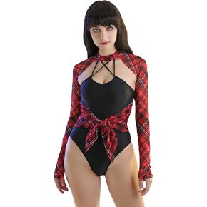 MEOWCOS Women’s Swimsuits One-Piece Punk Swimsuit Bathing Suit with Long Sleeves