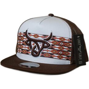 LOST CALF 3D Logo White Brown - Hats Cap