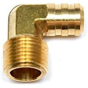 5/8" Hose ID/Hose Barb to 1/2" Male NPT MIP MPT 90 Degree L Right Angle Elbow Brass Fitting Fuel/Air/Water/Boat/Gas/Oil WOG
