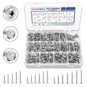 420Pcs Self Tapping Screws for Metal – 410 Stainless Steel Self Drilling Screws — 1/2" to 2" Self Tapping Sheet Metal Screws, 8#10 Phillips Wafer & Hex Washer Screws for Metals, Wood and Plastic
