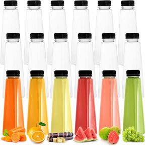 Elsjoy 24 عبوة من الزجاجات البلاستيكية سعة 10 أونصة مع أغطية، زجاجات قارورة بلاستيكية صغيرة قابلة لإعادة الاستخدام، زجاجات مسطحة مستديرة، زجاجات عصير صغيرة، حاوية مشروبات للاستعمال مرة واحدة للعصير والكحول ومقاومة للتسرب in Kuwait