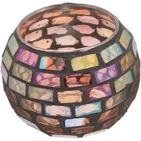 DOITOOL Mosaic Candle Holder Tea Lights Small Tea Light Holder Mosaic Tealights Candle Holder Tealight Holder Mosaic Decor European Candle Holders Color Bars Glass Dining Table