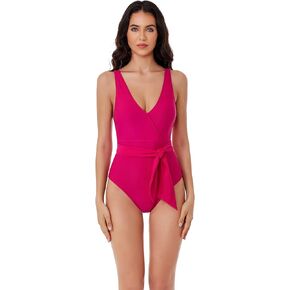 Women's Standard Megan One Piece Swimsuit, V-Neck, Wraparound Waist Tie, Bathing Suits