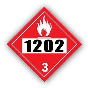 1202 Placard DOT Hazardous Chemical 4 Digit UN Number Sign 10 ¾" x 10 ¾" Self Adhesive Vinyl Sticker Decal