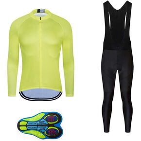 MOXILYN Men Cycling Jerseys Set Cycling Gear Kits Bike Clothing Set Long Sleeves Shirts and Cycling Pants with 19D Padded