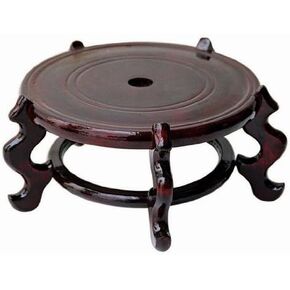 Hand-Crafted 5-1/2-Inch Rosewood Oriental Vase Stand