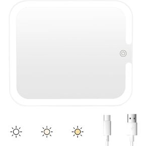 Relavel Makeup Mirror with Lights Lighted Vanity Mirror Without Stand, Only Fit for Makeup Bag with LED Mirror, 3 Color Lights and Brightness Adjustable