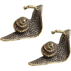 Ximimark 2pcs Retro Pure Copper Mini Snail Small Ornament Desk Decoration Antique Brass Animal Miniature Figurine Craft Tea Pet Incense Holder